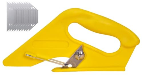 Jaqperd Cortador de Alfombras, Herramienta de Cortador de Alfombras Resistente con 10 Cuchillas Adicionales para Alfombra, Papel Pintado, Cartón