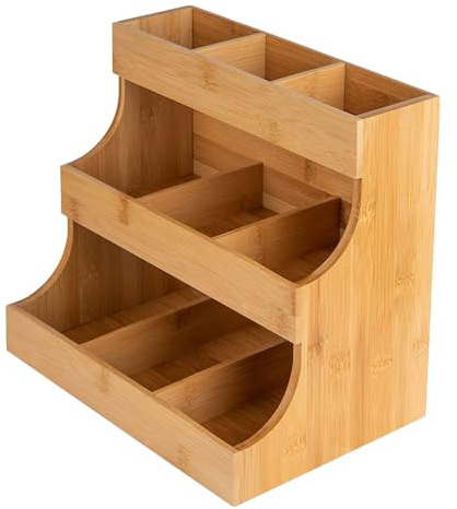 Genérico Soporte Para Bolsitas De Té | Caja Organizadora de Madera para Té,Estante de 3 Niveles para Mostrador Encimera Hogar Cocina Despensa Oficina
