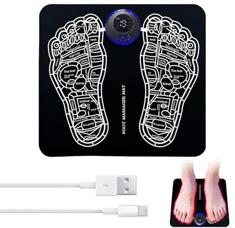 EMS Foot Massager Machine for Pain Relief - TENS Muscle Stimulator with 8 Modes & 19 Intensities, LCD Screen - Rechargeable for Feet, Hands, Hip, Leg to Improve Circulation & Relaxation