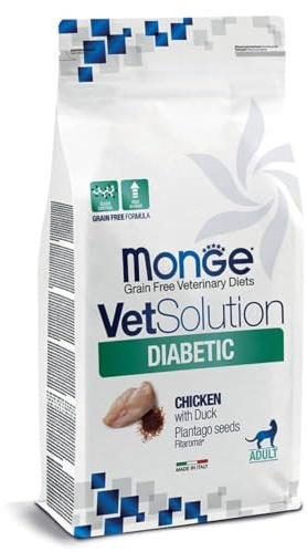 MONGE Gatto VetSolution Diabetic Feline | alimento secco dietetico completo per gatti formulato per il controllo del diabete mellito, Made in Italy, 2 confezioni da 400 grammi l'una.