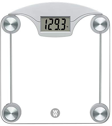 Weight Watchers Scales by Conair Bathroom Scale for Body Weight, Digital Scale, Glass Body Scale Measures Weight Up to 400 Lbs. in Clear Glass