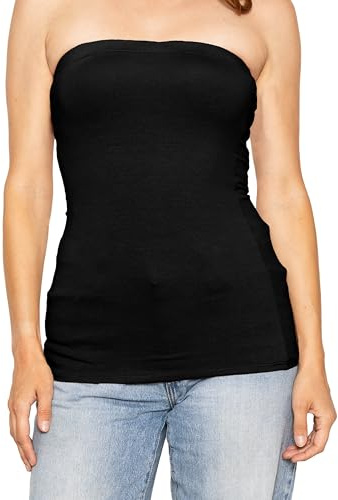 STRETCH IS COMFORT Women's Cotton Tube Top Black Large