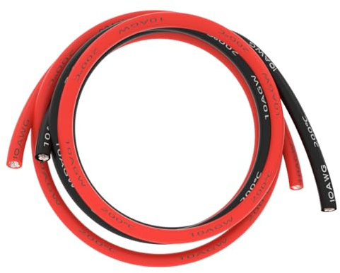 BNTECHGO 10 Gauge Silicone Wire 5 ft red and 5 ft Black Flexible 10 AWG Stranded Tinned Copper Wire