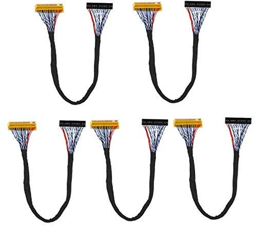 ASHATA LCD Screen LVDS Cable,5PCS 30Pin LVDS Cable 2 Channel 8-Bit Support 1280x1024 fpr 17/19inch TFT LCD Panel, LCD Screen LVDS Cable Professional Performance