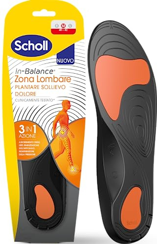 Dr. Scholl's In-Balance Zona Lombare, Plantare Sollievo Dolore, Lombalgia, Plantari con Gel Ammortizzante a Doppio Strato con Supporto Flessibile per la Zona Lombare, Taglia M (40-42), 1 Paio