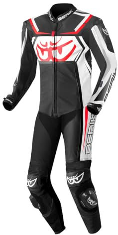 Berik Race-Tech Combinaison en cuir de moto une pièce, noir/blanc, 56