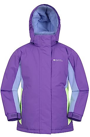 Mountain Warehouse Honey Kids Ski Jacket - Snowproof, Fleece Lined Snow Coat with Hood - Boys and Girls Winter Warm Skiing, Snowboarding & Outdoors Magic Purple Kids Size 9-10 Years
