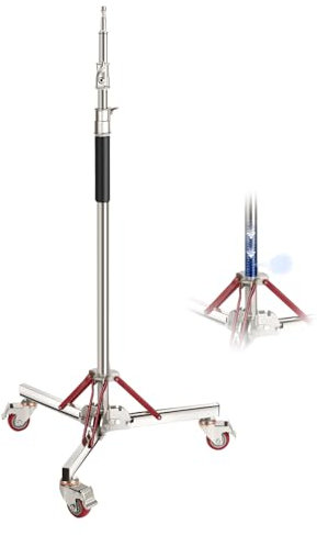 NEEWER Soporte de luz Acolchado de Aire Resistente de 10 pies con Ruedas, Soporte de trípode Ajustable, Soporte de Acero Inoxidable con Ruedas para Flash de Estudio, Reflector monolight, SC305AW