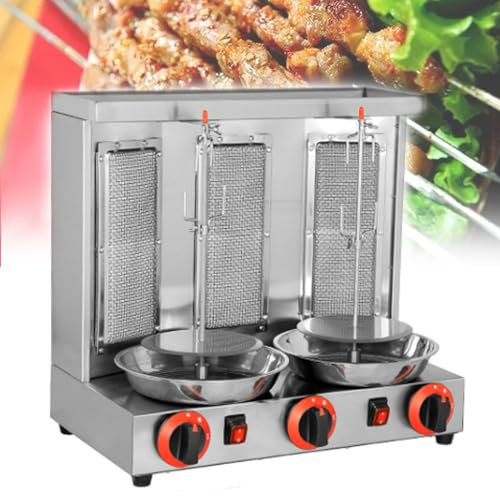 ZXSYYDS Máquina De Kebab,Horno Asador Giratorio De 360 °,Máquina De Parrilla Vertical Doner Kebab,Máquina De Utensilios De Cocina para Barbacoa para Restaurante,Silver-B