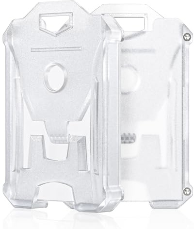 Uniclife 2 Unidades Porta Tarjetas Identificativas de Gran Resistencia Estuche Vertical de Plástico Duro con doble Ventana Transparente y Clip Ajustado funda tarjeta identificación para Escolar
