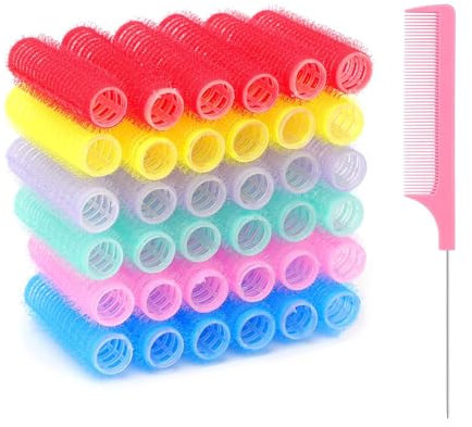 DHWEKU 36 Bigodini Auto Presa Piccoli per Parrucchieri Salone Rulli Ventilati Parrucchiere con 1 Pettine a Coda di Ratto Strumenti per Bigodini per Parrucchieri per Donna