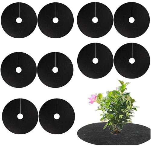 Disques de paillage pour arbres, 10 pièces, 27 cm, anneaux de paillage anti-mauvaises herbes, tapis de jardin, tapis de protection pour arbres et plantes, protection des racines contre les mauvaises