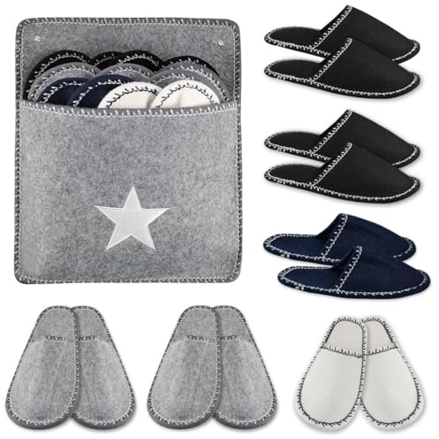 Yezelend 6 Pares Zapatillas Casa Invitados Fieltro Kit, Antideslizantes Hotel Pantuflas De Invitados, Unisex Zapatillas Invitados Casa, Con Bolsa De Almacenamiento, Para Hogar, Viajes, Hotel, Baño