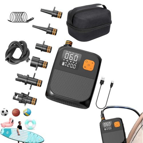 Pompa elettrica per tavola da pagaia, 5 psi, portatile, ricaricabile, con spegnimento automatico, adattatore per auto, pompa ad aria elettrica portatile, per stand up paddle, barche, tende e kayak