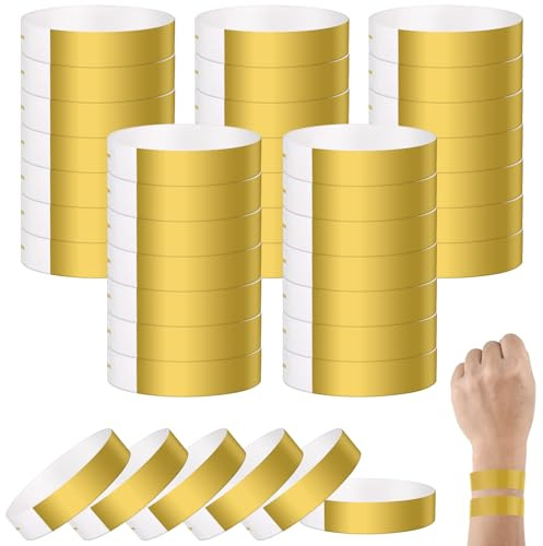NACHLYNN 500 Stück Eintrittsbänder für Events Einlassbänder Festival Armbänder Freundschaftsarmbänder Kinder für Party Event(Gold)