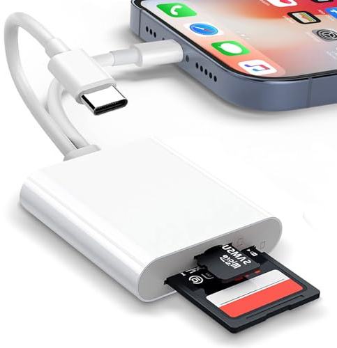 SD Card Reader for iPhone,Dual Port SD Card Reader USB C & L