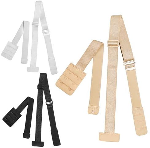 3 PCS Low Back Bra Strap, Low Back Adjustable Women's Bra Extenders Backless Bra Extenders, Bra Straps for Backless Dress for Ladies Girls Dress Wedding Party for Women - White, Black, Beige