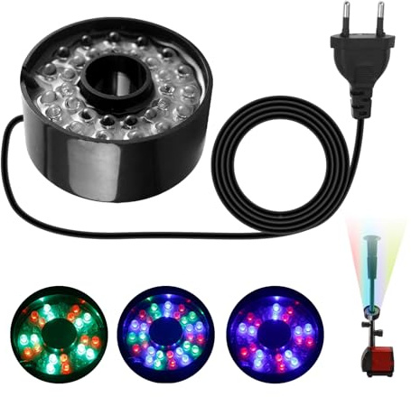 Porfoyo LED-ring fontänljus, LED-ring dammpumpar färgläge med 7 färger, färgglad färgväxlande ringformad fontänlampa med 2,91 m kabel för pooler, fontän och sjöar (svart)