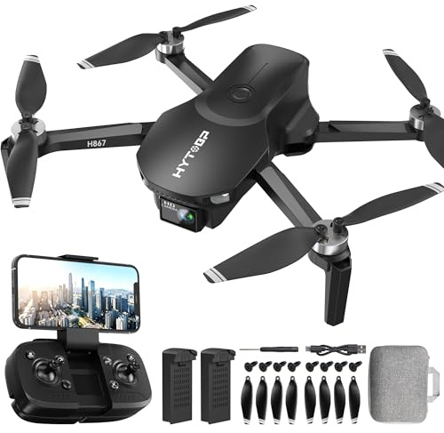 HYTOBP H867 Drones con Cámara 4K para Adultos y Principiantes, Motor Sin Escobillas, 36 Min de Vuelo (2 Baterías), Volteretas 360°, Cuadricóptero RC Plegable(Negro)(Estándar)