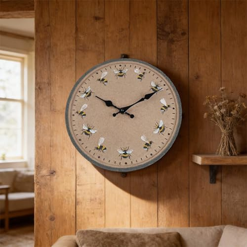 Besshepplo Horloge murale d'extérieur de 30,5 cm avec motif d'abeille – Résistante aux intempéries IP44 – Horloge de jardin pour terrasse, piscine ou décoration de cuisine (style 2)