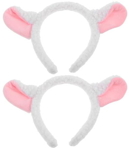 GRADENEVE Fascia per Chioma in Bianco con Orecchie di Pecora 2, Accessorio Comodo e Portatile per Costumi da, per Uscite Quotidiane e Servizi Fotografici