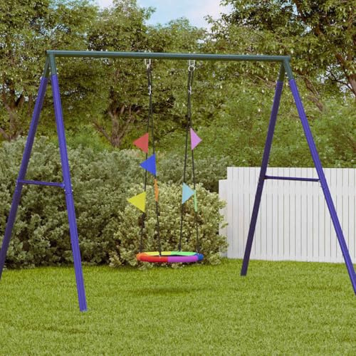 LoogCape Columpio nido azul 60 x 60 x 180 cm poliéster resistente a la intemperie para jardín, terraza, niños, exterior, duradero, colorido, con fijación, para niños pequeños, diseño robusto, fácil