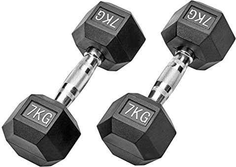 Bad Company I Kurzhanteln gummiert für Aerobic, Gymnastik und Fitness 14 Kg (2x7,0)