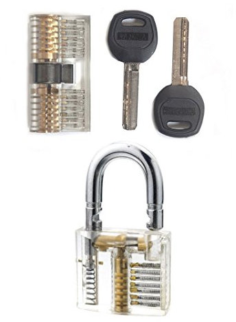 Lock Picking Set zwei Übungsschlösser ,+ Lockpicking Anleitung/ Handbuch Sichtfenster, lockpicking, Übungsschloss incl. Schlüsseln. Metall Practice Lock Schlösser knacken - Hobby - locksmith Übungsschloss Manipulationszylinder- Geocaching