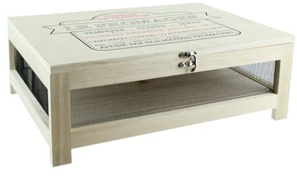 Fromager Cave Fromage Plateau Service Bois Acier Inoxydable Beige Noir 39 X 27 X 15 cm