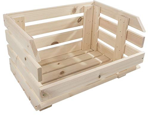WooDeeDoo Wooden Vegetable Crate Storage Box | Multi-purpose Unpainted Food Storage Rack | Display Shelf Unit | Fruit Basket Kitchen Stand | Utility Stackable Potatoes Onions Container