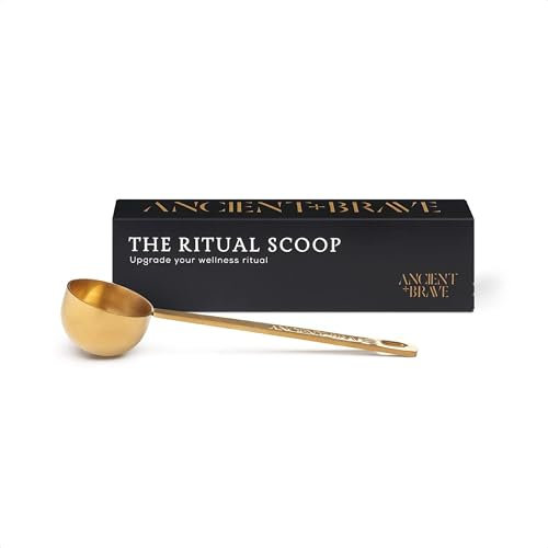 Ancient + Brave – Ritual Scoop – Hochwertiger Edelstahl-Messlöffel mit Goldveredelung – Perfekt für Kollagen Nahrungsergänzung – Inklusive Geschenkbox - Maßeinheit - Collagen Supplement