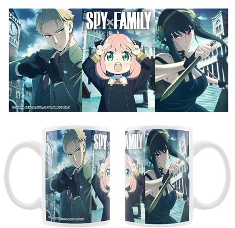 Crunchyroll - Spy x Family - Loid, Anya, Yor - Tasse, Mug - 320 ml - original & lizensiert, Bunt, Schwarz