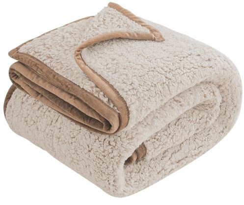 EMME Kuscheldecke Sherpa Decke Flauschig，228x228 cm,Dicke und Elegant, Sofadecke Doppelgesicht Extra Weich, Warme Gemütliche Wendbare Flauschige Wohndecke Decke für Couch und Bett，Khaki