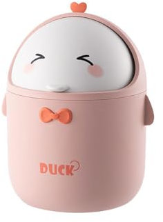 UQMIQURA Piccola Pattumiera da Tavolo, Mini Cestino da Scrivania, Pattumiera Cucina, Cestino Ufficio per Rifiuti Portatile in Stile Cartone Animato per casa, salotto, cucina, camera da letto (Rosa)