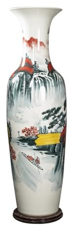 Stor golvvas Keramik Lycka till Golvstående Stor vas Handmålad Dekoration Vardagsrum Hotellinredning Golvvaser Dekorativ Hög (Size : A:37X120cm)