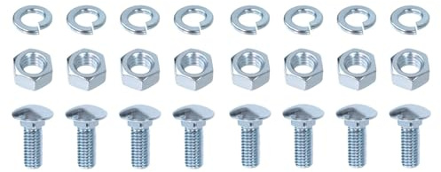 Front Rear Bumper Bolts Kit Capped Round Head Compatible with Ford 7/16-14x1-1/4 (8 Set); Long Carriage Chrome Bumper Bolts, Hex Nuts, and Lock Washers; 7/16 Carriage Bolt