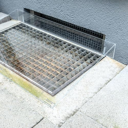 Queence | Lichtschachtabdeckung aus Acryl | Kellerschacht-Abdeckung | Schneeschutz | Regenschutz | Schutz gegen Schmutz, Schimmel, Laub und Schnee (100x55 cm)