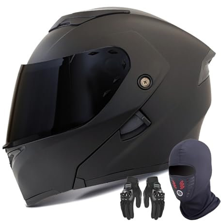 GNIUBBDB Casque de Moto modulaire intégral pour Adultes Hommes et Femmes Casque de Moto Rabattable homologué ECE avec Double Pare-Soleil A-2,XXXL (65cm)
