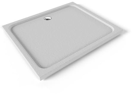 Plato de Ducha Acrílico 80x100 cm Blanco| Textura Pizarra Antideslizante | Extraplano 5 cm | – Incluye válvula y rejilla | Moments of Glass