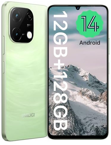 UMIDIGI G9C Android 14 Telephone Portable,12(6+6)+128GB,50MP+8MP,BT 5.4,Processeur 2,2 GHz, Octa-Core,5000mAh,90Hz Écran 6.75” Smartphone Débloqué,4G Doble SIM/ID Faciale/NFC/GPS/OTG(Vert)