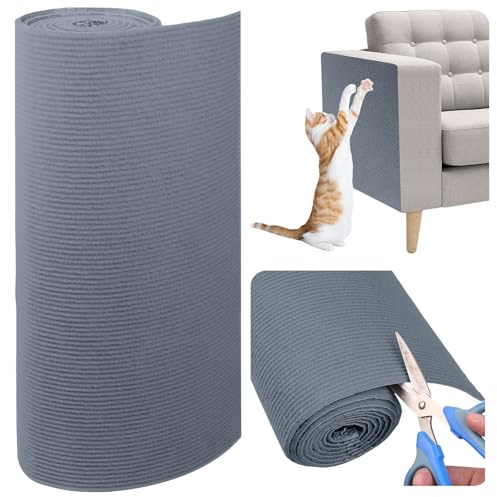 Vefhby Tapis griffoir pour chat - Autocollant - Mur à gratter pour chat - Bricolage - Amovible - Canapé - Protection contre les rayures - Pour protéger les meubles (40 x 200 cm, gris clair)