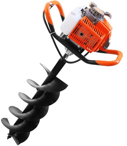 Tarière Arrière À Essence À 4 Temps, Excavatrice De Trou Arrière 150 CC, Excavatrice De Trou Arrière avec 1 Embout De Tarière (4 Pouces), Outil De Creusement De Trous pour La Coupe De Terres