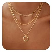 Meteorstarry Halsreif Edelstahl Damen Silber 925 Sterling, 3PCS Layering Lange Silberkette Kette Silber 925 Damen mit Anhänger Halsketten Chain Damenkette für Frauen(Gold)