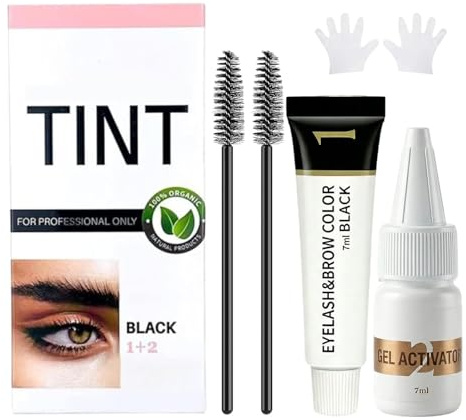 Lash Color Kit, Professional Natural Black Eyelash & Eyebrow Color Kit Lasting for 4 Weeks, Waterproof Brow Color with Gentle Ingredients, Safe & Easy for Salon Home Use for Women Girl Mom Wife
