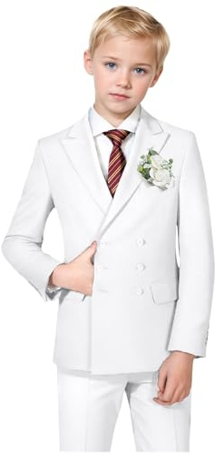 Teen Suit Boys Formal Suits Set White Slim Fit Kids Tuxedo Suits for Wedding Teens Toddler Boy Dress Suit Outfit Size 14