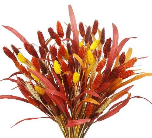CEWUDA 94 Piezas Ramo de Flores Secas Otoño Flores de Trigo Secas Naturales Paja de Flores Secas Pampas para Decoración de Otoño Bodas Boho Fiestas Hogar Manualidades