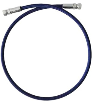 Nylon Stainless Steel Braided Turbine Oil Feed Pipe Line Pressure Stainless Remote Turbocharger Sensor Teflon Hose(Blue 0-90,150cm)