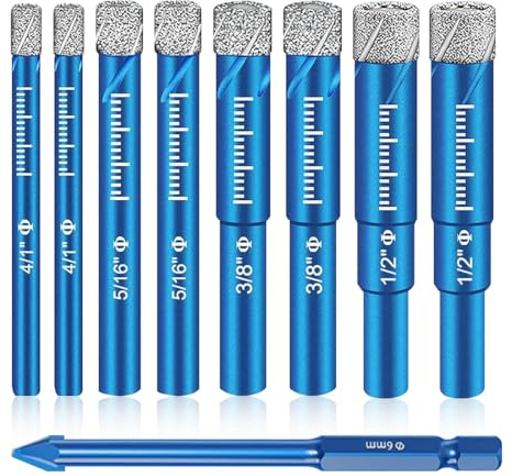 Kakelborr set kakel borrset 9 delar kakel keramisk borr diamantborr glasborrset för keramik, kakel, tegelvägg, marmor, plast, trä, murverk
