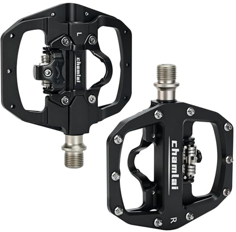 Pedales de clic planos y SPD, pedales de bicicleta de doble cara compatibles con Shimano SPD (2 agujeros), 9/16 pulgadas para bicicleta de montaña, trekking, ciudad y ciclismo en interiores