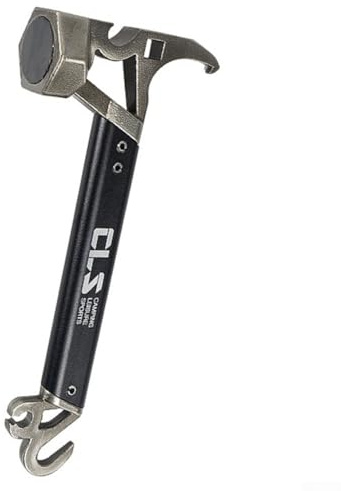 Honseadek Martello da campeggio in acciaio inox con estrattore per chiodi e apribottiglie, martello multifunzione per tenda da trekking all'aperto (grigio)